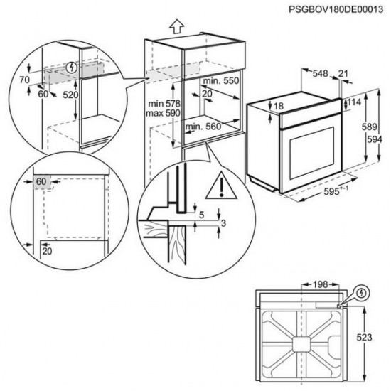 AEG OA5AB21SM 5000 SurroundCook Φούρνος 72lt Inox, SurroundCook® με SteamBake,Φούρνος multifunction
