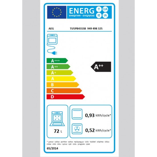 AEG TU5PB431SB Φούρνος Ηλεκτρικός 72lt με ΠΥΡΟΛΥΣΗ ,9 λειτουργίες ,Multilevel Cooking