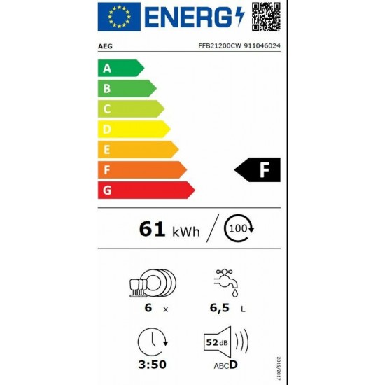 AEG FFB21200CW Πλυντήριο Πιάτων Πάγκου για 6 Σερβίτσια 55cm Λευκό,Γερμανίας