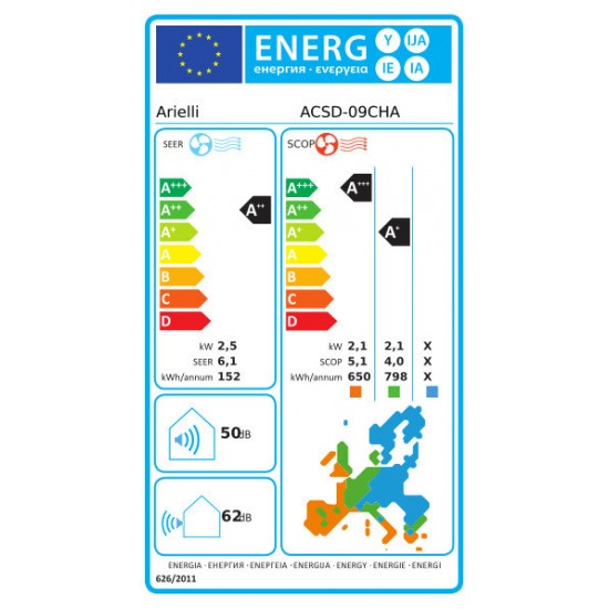Arielli ACSD-09CHA Κλιματιστικό Inverter 9000 BTU A++/A+++ με Wi-Fi (Μ) Arielli ACSD-09CHA Κλιματιστικό Inverter 9000 BTU A++/A+++ με Wi-Fi (Μ)
