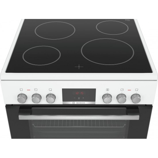 Bosch HKR390020 Κουζίνα Κεραμική (66lt) Λευκή A,3D Hotair,7 τρόποι λειτουργίες,Βυθιζόμενοι διακόπτες: