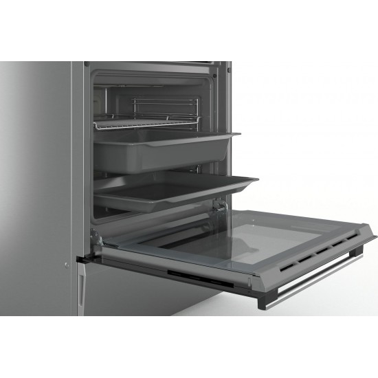 Bosch HKR390050 Κουζίνα με Εστίες  Κεραμικές 4 ,(60cm) Φούρνος (66lt) Inox Α,3D Hotair,Bυθιζόμενοι διακόπτες