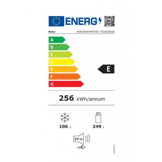 Beko B3RCNE364HXB Ψυγειοκαταψύκτης 366lt ,Inox Look , No Frost ,Aeroflow, Υ186.5xΠ59.5xΒ66.3cm Beko B3RCNE364HXB Ψυγειοκαταψύκτης 366lt ,Inox Look , No Frost ,Aeroflow, Υ186.5xΠ59.5xΒ66.3cm
