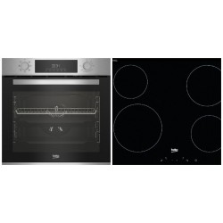 Beko BBIM 12300 XM + HIC 64401set Φούρνος72lt,διακόπτες POP ,Aeroperfect, Steamshine+ με  4 Κεραμικές Εστίες 