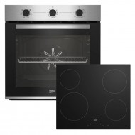 Beko BBIE12100XC + HIC 64401 set Φούρνος inox 66lt Aeroperfect / SteamShine+ με 4 Κεραμικές Εστίες  