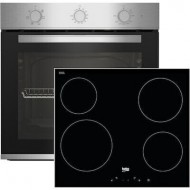 Beko BBIE12100XC + HIC64400E ,ΣΕΤ Φούρνος 66lt + Κεραμικές Εστίες, Inox,(Aέρας, Aντιστάσεις, Grill),καθαρισμος ατμό SteamShine®