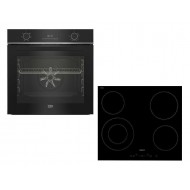 Beko BBIE17301BD + HIC 64402 E Φούρνος 72lt σετ με Κεραμικές Εστίες , Μαύρος ,Διακόπτες : Βυθιζόμενοι ,με Υδρόλυση