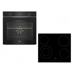 Beko BBIE17301BD + HIC 64402 E Φούρνος 72lt σετ με Κεραμικές Εστίες , Μαύρος ,Διακόπτες : Βυθιζόμενοι ,με Υδρόλυση