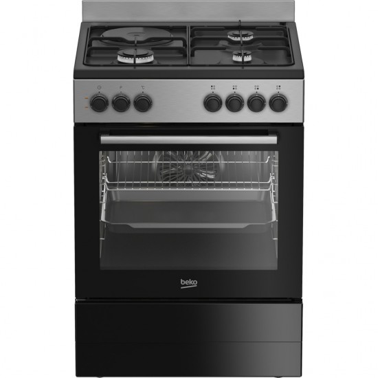 Beko FBE63131XCS Κουζίνα Ηλεκτρική 72lt ΙΝΟΧμε Εστίες Αερίου & Ρεύματος 60cm