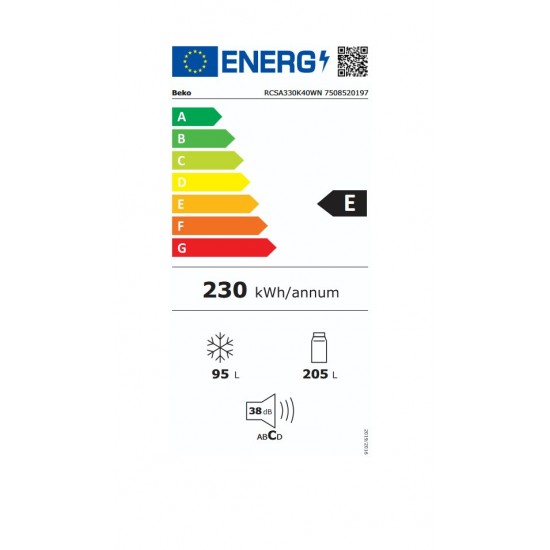 Beko RCSA330K40WN Ψυγειοκαταψύκτης 300lt Υ185xΠ60xΒ60cm ΛΕΥΚΟΣ στατικη ψυξη (low frost) Beko RCSA330K40WN Ψυγειοκαταψύκτης 300lt Υ185xΠ60xΒ60cm ΛΕΥΚΟΣ στατικη ψυξη (low frost)