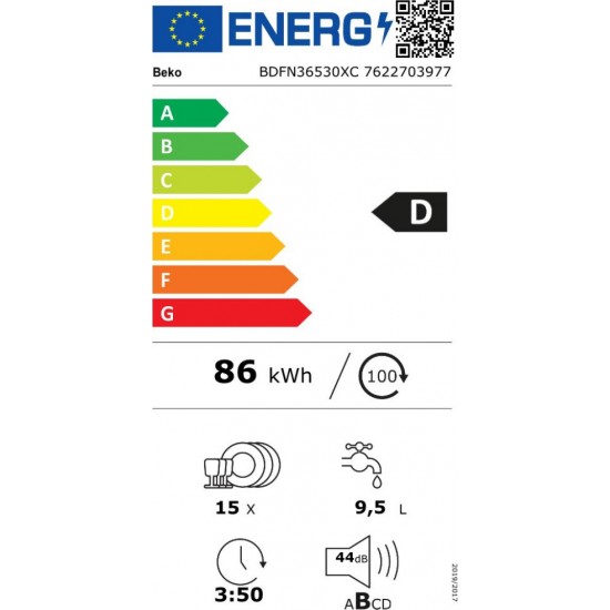 Beko BDFN 36530 XB Πλυντήριο Πιάτων Ελεύθερο,inox, ΠΛ60,15 σερβιτσια