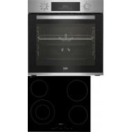 Beko BBIM 12300 XM+HIC 64402 Σετ Φούρνος άνω Πάγκου 72lt χωρίς Εστίες Π59.4εκ. Μαύρος + Κεραμική Εστία Αυτόνομη με Λειτουργία Κλειδώματος 58x51εκ.