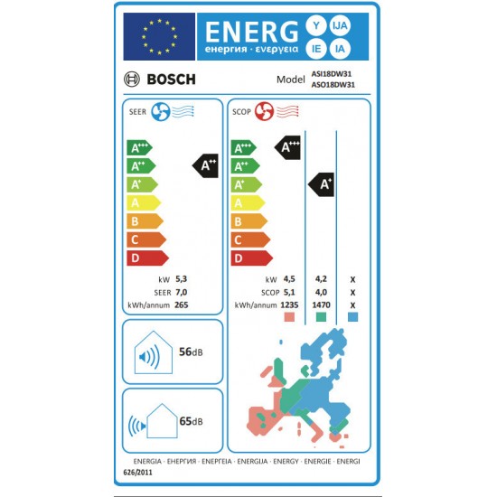 Bosch ASI18DW31/ASO18DW31 Κλιματιστικό Inverter 18000 BTU A++/A+++ με Ιονιστή και Wi-Fi