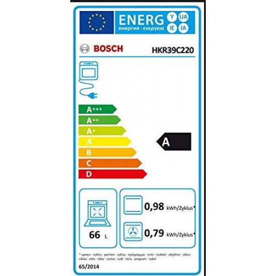 Bosch HKR39C220 Κουζίνα Κεραμική 6 εστιες (66lt) Λευκή,7 λειτουργίες,Αυτοκαθαριζόμενος καταλυτικός πίσω τοίχος,Βυθιζόμενοι διακόπτες