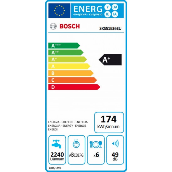 Bosch SKS51E36EU Επιτραπέζιο Πλυντήριο Πιάτων (55cm) 6 Σερβίτσιων Μαύρο Α+ Bosch SKS51E36EU Επιτραπέζιο Πλυντήριο Πιάτων (55cm) 6 Σερβίτσιων Μαύρο Α+