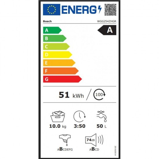 Bosch WGG254ZHGR Πλυντήριο Ρούχων 10kg με Τεχνολογία Ατμού 1400 Στροφών Iron Assist ,SpeedPerfect Bosch WGG254ZHGR Πλυντήριο Ρούχων 10kg με Τεχνολογία Ατμού 1400 Στροφών Iron Assist ,SpeedPerfect