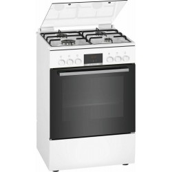 Bosch HXN390D20L Κουζίνα με Εστίες Αερίου (60cm) Φούρνος (66lt) 3D Hotair,Λευκή A,λειτουργιες 7