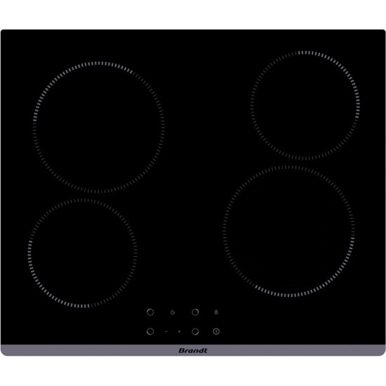 Brandt BPV2423B Αυτόνομη κεραμική εστία 4 ζωνών Radiant, με πλήκτρα αφής, Ένδειξη υπολειπόμενης θερμότητας, Κλείδωμα πληκτρολογίου, Timer