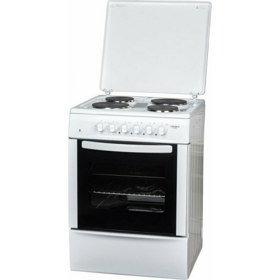 Crown CR-60E60V Κουζίνα Ηλεκτρική 66lt με Εμαγιέ Εστίες 60cm,6 Τρόπους λειτουργίας  με αερα 