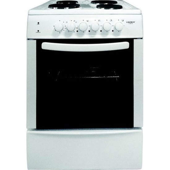 Crown CR-60E60V Κουζίνα Ηλεκτρική 66lt με Εμαγιέ Εστίες 60cm,6 Τρόπους λειτουργίας  με αερα 