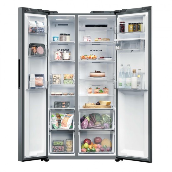 Candy CNSQ2T918EWX Ψυγείο Ντουλάπα 523lt ,Inox, No Frost  ,Εξωτερική παροχή νερού με παγούρι,πλ908xβαθ647xυψ1775