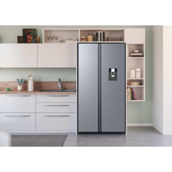 Candy CNSQ2T918EWX Ψυγείο Ντουλάπα 523lt ,Inox, No Frost  ,Εξωτερική παροχή νερού με παγούρι,πλ908xβαθ647xυψ1775