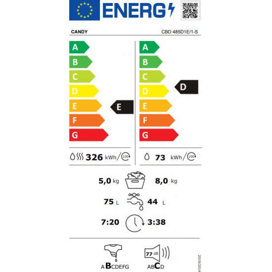 Candy CBD 485D1E/1-S 8kg-5kg 1400rpm Πλυντήριο-Στεγνωτήριο Εντοιχιζόμενο