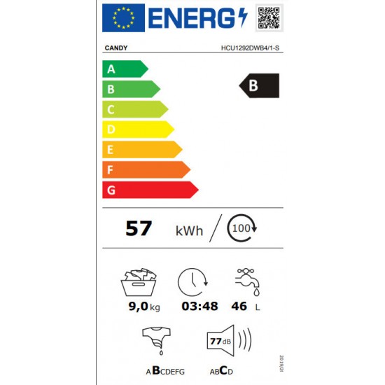 Candy HCU1292DWB4/1-S Πλυντήριο Ρούχων 9kg 1200 Στροφών