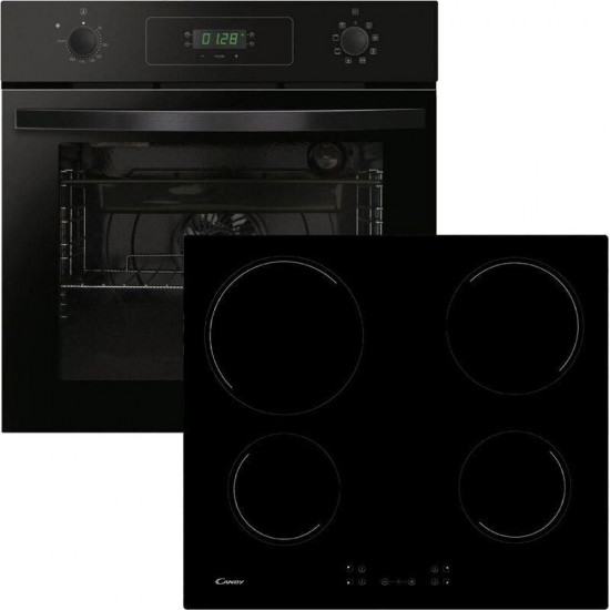 Candy FIDCP N615L + CH64CCB/4U ,Μαύρο,Φούρνος 65 Λίτρα - 8 τρόποι λειτουργίας,Α+,Διακοπτες push-pull,υδρολυση,