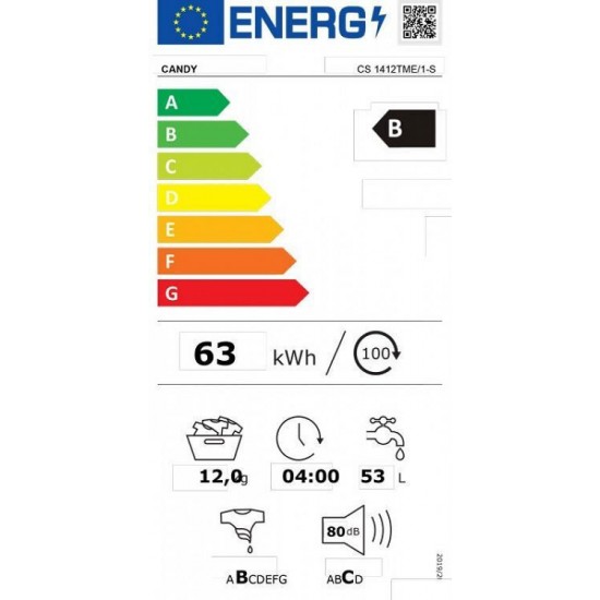 Candy CS 1412TME/1 Πλυντήριο Ρούχων 12kg 1400 Στροφών,Smart Inverter,Smart Touch