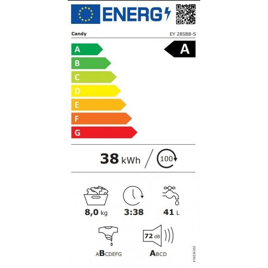 Candy EY 28SB8-S ProWash 100 Πλυντήριο Ρούχων 8kg ,A -20% Class,Πλύσιμο Proactive, Soft Drum,νέα τεχνική AI Silent Motion
