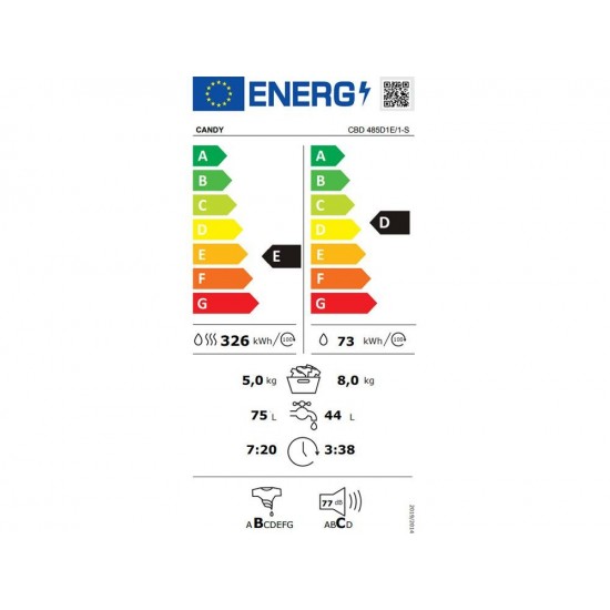 Candy CBD 485D1E/1-S Πλυντήριο-Στεγνωτήριο Εντοιχιζόμενο 8kg-5kg 1400rpm Candy CBD 485D1E/1-S Πλυντήριο-Στεγνωτήριο Εντοιχιζόμενο 8kg-5kg 1400rpm