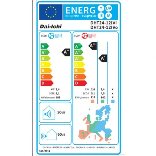 Dai-Ichi DHT25-24IVI/DHT25-24VO Κλιματιστικό Inverter 24000 BTU A++/A+ με Ιονιστή και Wi-Fi Dai-Ichi DHT25-24IVI/DHT25-24VO Κλιματιστικό Inverter 24000 BTU A++/A+ με Ιονιστή και Wi-Fi