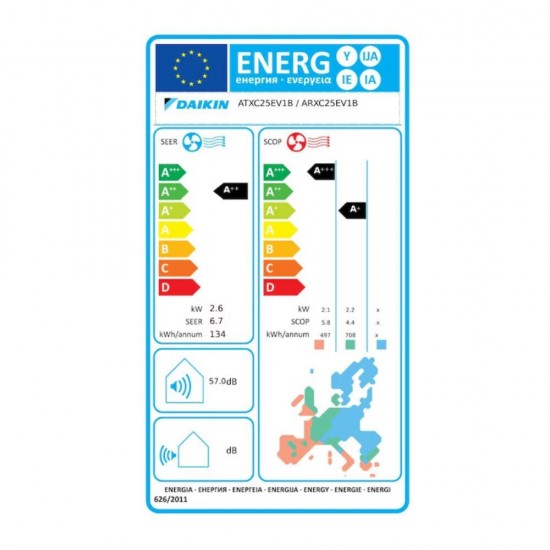 Daikin ATXC25E/ARXC25E,Siesta ,Κλιματιστικό 9.000BTU,Daikin Residential controller:,A++,A+++,Εφαρμογή Onecta