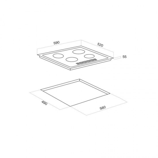 Davoline GGDW 400 WH Εστία Υγραερίου Αυτόνομη 59x52cm  ,7,4 kW