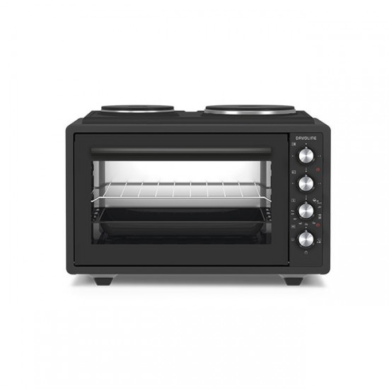 Davoline Urban Chef 3702 BL Ηλεκτρικό Φουρνάκι  μαυρο 37lt με 2 Εστίες 