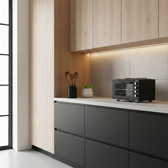 Davoline Urban Chef 3702 BL Ηλεκτρικό Φουρνάκι  μαυρο 37lt με 2 Εστίες 