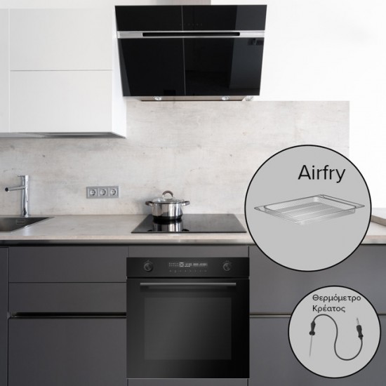 Davoline Premium BI O 1472 Φούρνος 72lt Μαύρος,14 λειτουργίες ,Λειτουργία Airfry,Θερμόμετρο Kρέατος,A+