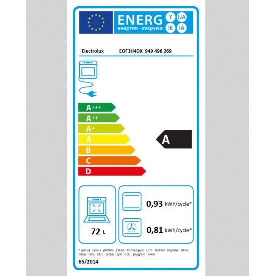 Electrolux EOF3H40X 600 SurroundCook Φούρνος 72lt Inox,Φούρνος multifunction, Πιεζόμενοι διακόπτες,Aqua Clean εμαγιέ,γερμανιας Electrolux EOF3H40X 600 SurroundCook Φούρνος 72lt Inox,Φούρνος multifunction, Πιεζόμενοι διακόπτες,Aqua Clean εμαγιέ,γερμανιας