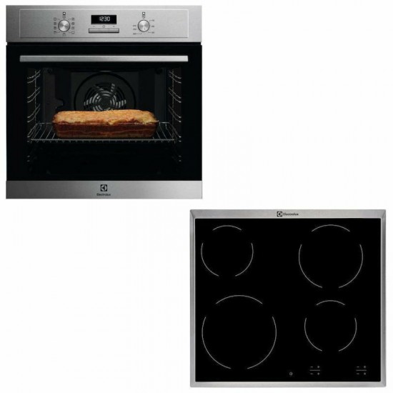 ELECTROLUX EOF3H40X+EHF16240XK Σετ Φούρνος Εστία,Φούρνος multifunction 72λ,Πιεζόμενοι διακόπτες, 8 Λειτουργίες φούρνου