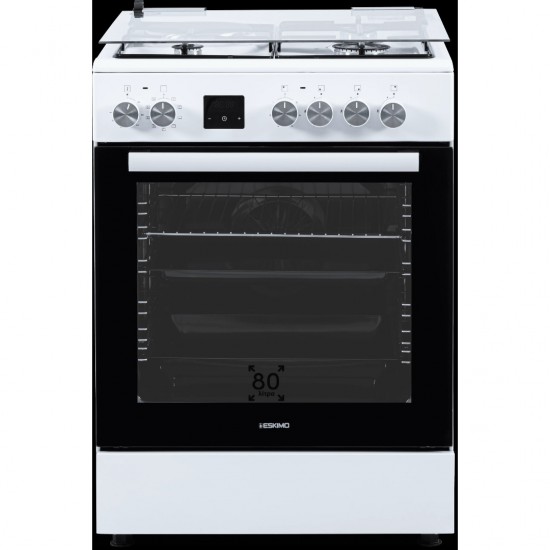 Eskimo ES G31HPPRW Κουζίνα 80lt ,60cm,3 Αερίου / 1 Εμαγιέ 7 λειτουργίες