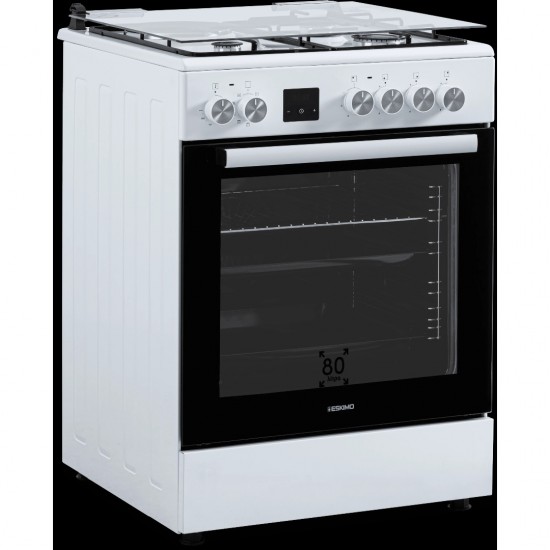 Eskimo ES G31HPPRW Κουζίνα 80lt ,60cm,3 Αερίου / 1 Εμαγιέ 7 λειτουργίες