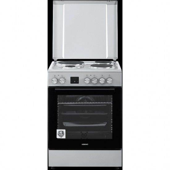 Eskimo ES DW4080PG Κουζίνα Ηλεκτρική 80lt,χρωμαΓΚΡΙ, με Εμαγιέ Εστίες, 60cm,9 λειτουργίες