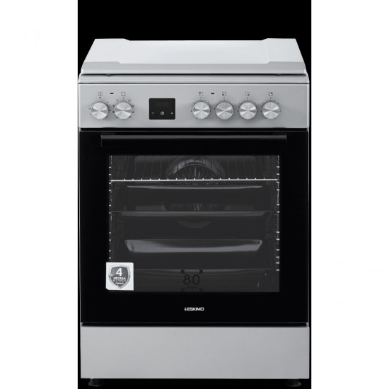 Eskimo ES DW4080PG Κουζίνα Ηλεκτρική 80lt,χρωμαΓΚΡΙ, με Εμαγιέ Εστίες, 60cm,9 λειτουργίες