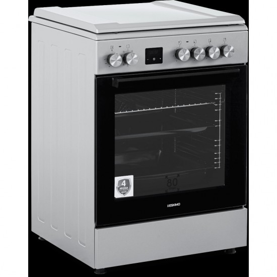 Eskimo ES DW4080PG Κουζίνα Ηλεκτρική 80lt,χρωμαΓΚΡΙ, με Εμαγιέ Εστίες, 60cm,9 λειτουργίες