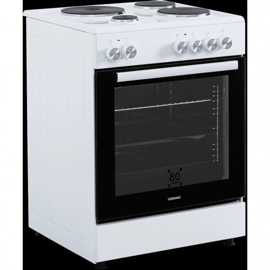 Eskimo ES 4080W, 60cm, 4 Εμαγιέ Ζώνες, Φούρνος 80Lt, 7 Πρ/τα, Class A, Λευκό