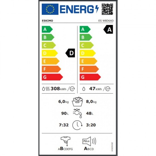 Eskimo ES W8D6AD Πλυντήριο Στεγνωτήριο Ρούχων 8-6kg 