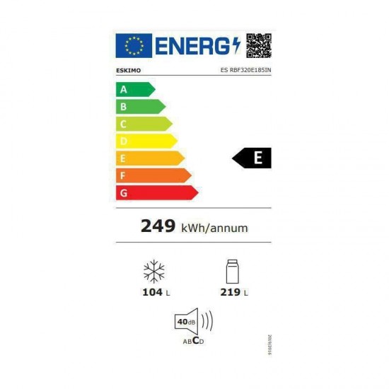 Eskimo ES RBF320E185IN Ψυγειοκαταψύκτης INOX (323lt) No Frost υψ185 x πλ60 x 68,5 εκ. Eskimo ES RBF320E185IN Ψυγειοκαταψύκτης INOX (323lt) No Frost υψ185 x πλ60 x 68,5 εκ.