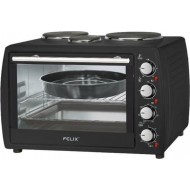 Felix FXO-4504 BK Ηλεκτρικό Φουρνάκι 45lt με 3 Εστίες  ,Διπλό τζάμι πόρτας