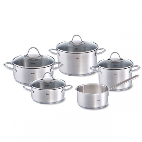 Fissler Paris Σετ Μαγειρικά Σκεύη από Ανοξείδωτο Ατσάλι Ασημί 9τμχ